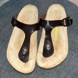 Birkenstock Deep Dark Brown Gizeh Thong Sandals 39